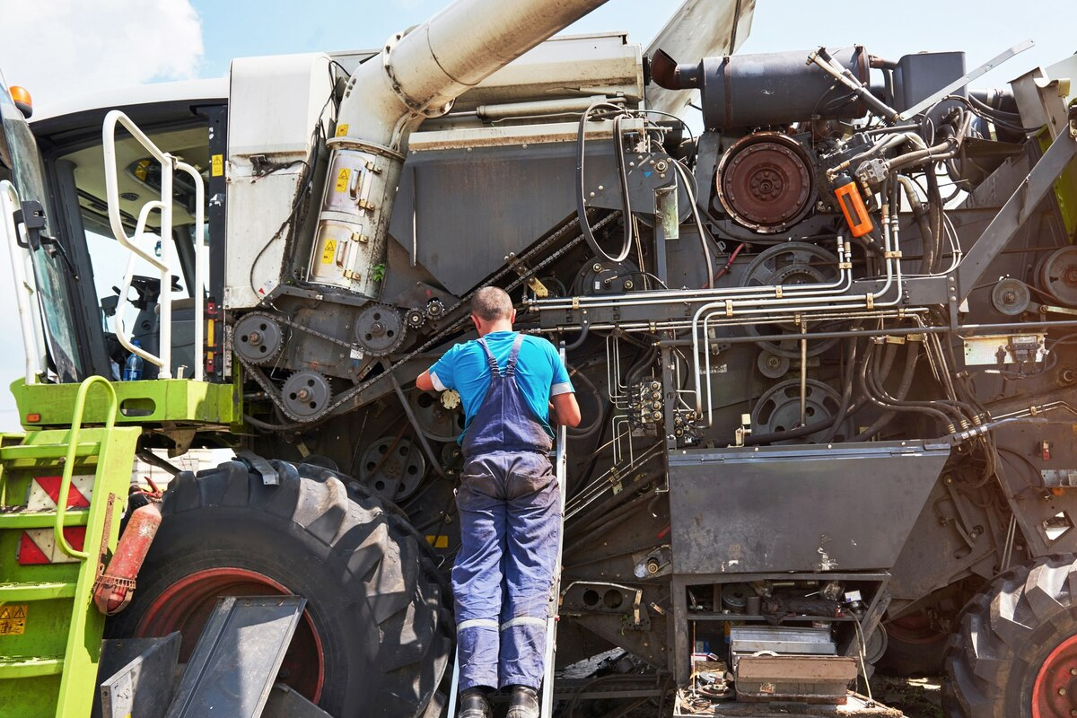 view of farm equipment in a field